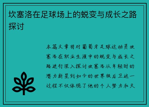 坎塞洛在足球场上的蜕变与成长之路探讨